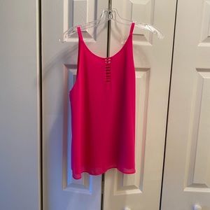 Hot pink tank with cut out detail